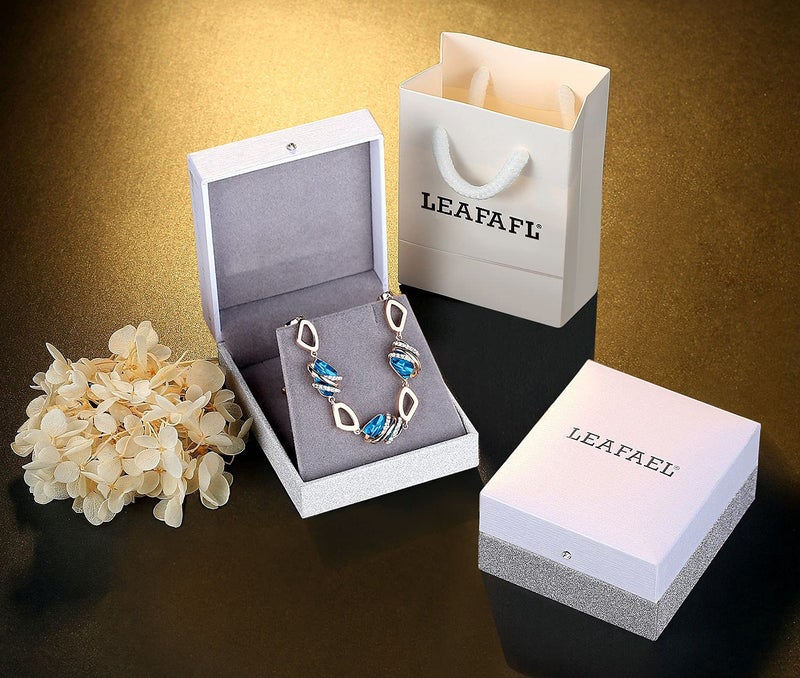 Leafael Wish Stone Link Charm Bracelet with Zircon Blue Birthstone Crystal for December, Rose Gold Plated, 7"+2" - Image 5